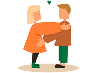 Boy and girl hugging and love each other.