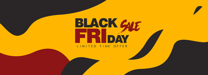 Black Friday sale banner poster layout design red color on dark background.