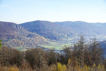 panoramic view over valley and lake