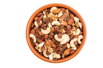 assorted nuts isolated on white background