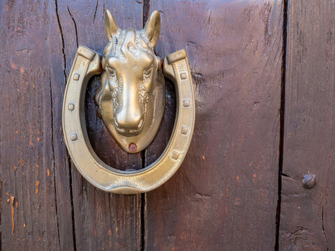 Fancy Horse Head And Horse Shoe Door Knocker