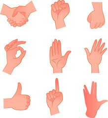 Hand gestures illustration set. hand gestures set