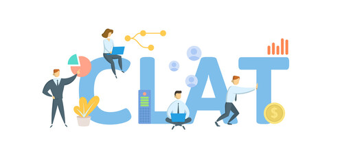 CLAT, Charitable Lead Annuity Trust. Concept with keywords, people and icons. Flat vector illustration. Isolated on white background.