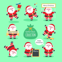 Santa claus collection. santa claus with christmas gifts