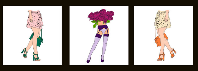 Set shoes. One line drawing. Vector illustration continuous line drawing. Business concept. Shopping concept