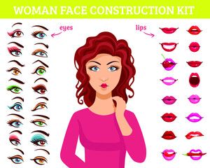Woman face construction kit