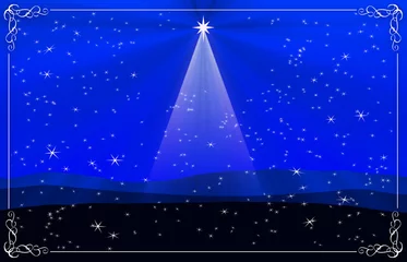 Rolgordijnen Blue Christmas Nativity woestijn instelling achtergrond © lukbar
