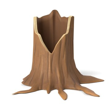 3D Illustration of a Cartoon Tree Stump