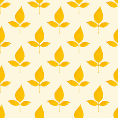 Naklejka premium Top view flat lay autumnal leaves repeat seamless pattern on light background.