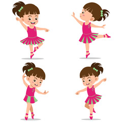 Set of Happy Kids Dancing Ballet