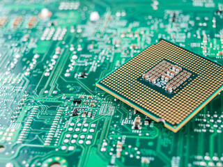 CPU connector on the circuit motherboard with pressure contacts for connecting a silicon...