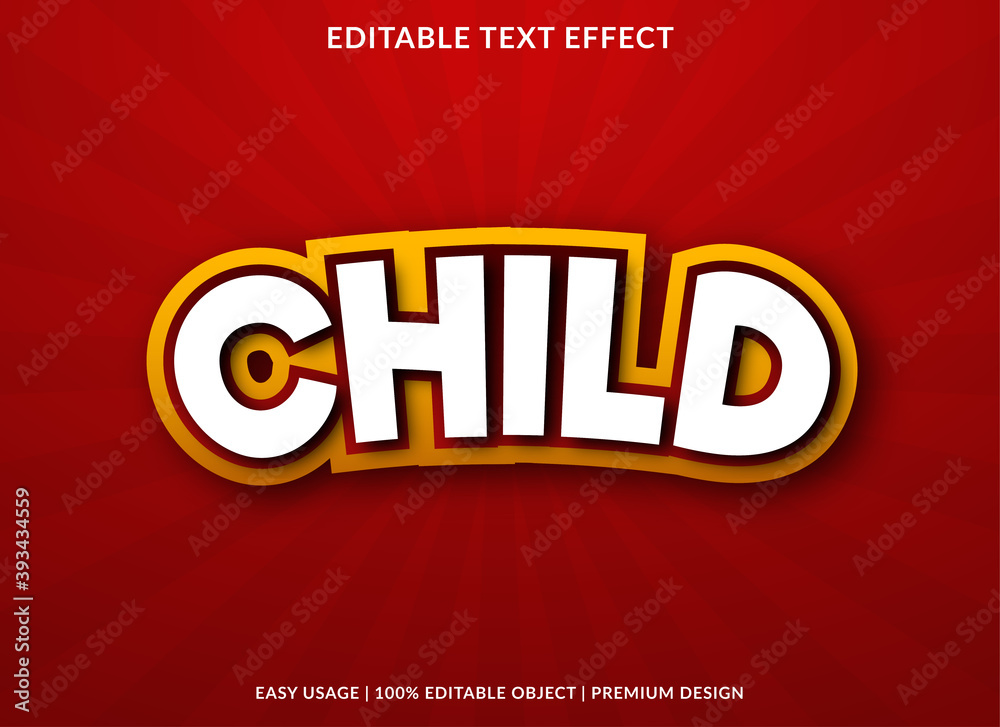 Fototapete child text effect template design with cartoon font style use for brand and business logo