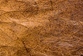 Old vintage genuine soft brown leather texture background, top layer with pores and scratches, macro, close-up