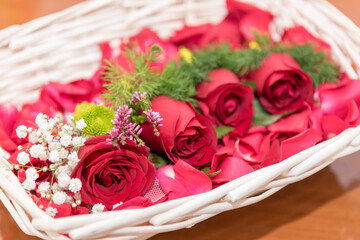 Basket Of Red Roses