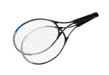 Tennis rackets on white background. Sports equipment