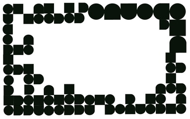 Black geometric shapes joined as a frame on a white background