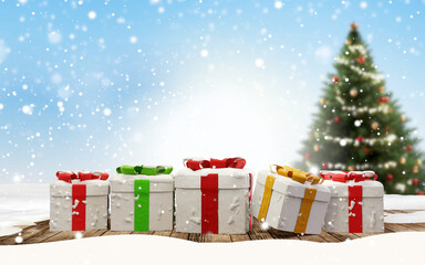 festive christmas gifts background 3d-illustration