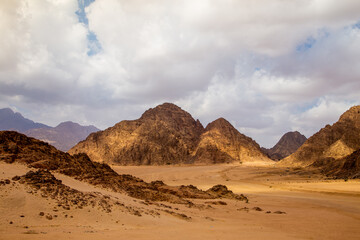 desert of egypt. Beautiful landscape on the mountains. sandy rocks