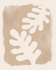 leaf plant mid century modern grunge texture illustration