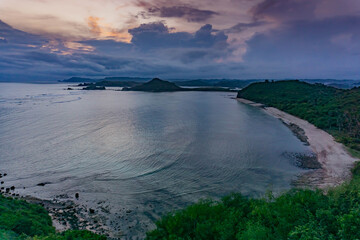 view of Lombok from a cliff during sunset  
