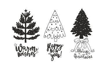 Fototapeta premium Calligraphy lettering Christmas tree vector.