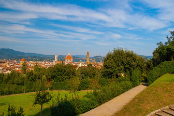Fototapeta na wymiar View over Florence from Giardini Bobbio, Tuscany, Italy