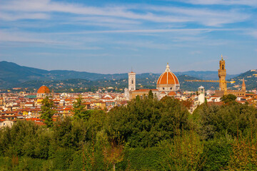 Fototapeta na wymiar View over Florence from Giardini Bobbio, Tuscany, Italy