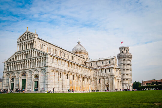 Piazza dei miracoli in Pisa with the leaning tower, Tuscany, Italy