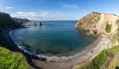 Fototapeta na wymiar view of the Playa de Silencio beach in Asturias on the north coast of. Spain