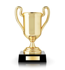 Golden trophy isolated on white background. 