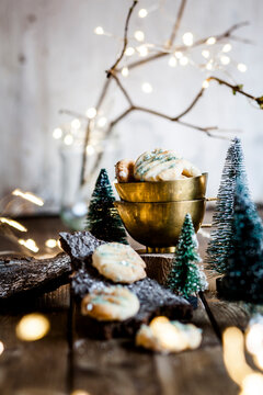 Christmas decorations and freshly baked lemon cookies