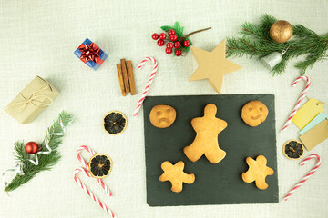 Delicious and crunchy freshly baked gingerbread Christmas gingerbread