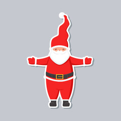 Cartoon Santa Claus sticker. Cute Christmas character.