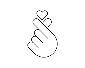 Vector illustration. Korean symbol hand heart, a message of love hand gesture. Sign icon stylized for the web and print. The hand folded into a heart symbol.