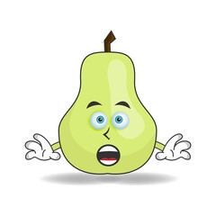 Guava mascot character with shocked expression. vector illustration