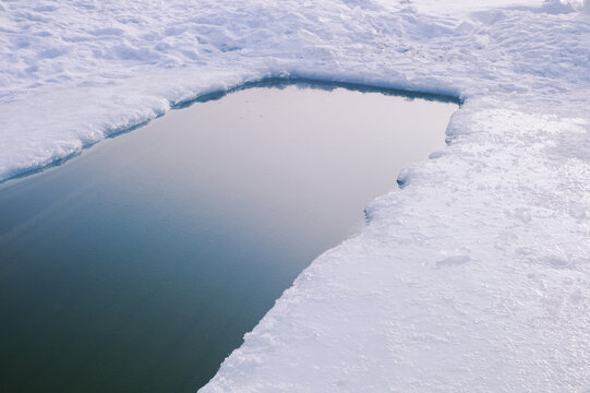 Winter swimming. Ice Hole.