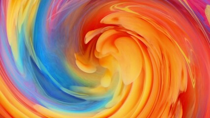 Colorful ink paint top view blending in the water in slow motion. Ink liquid art swirling underwater on black background. red blue yellow abstraction - Powered by Adobe