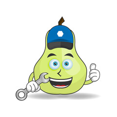 The Guava mascot character becomes a mechanic. vector illustration