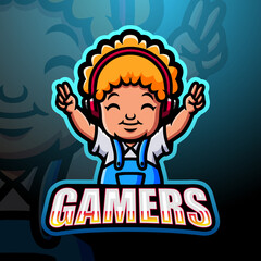 Gamer boy mascot esport logo design