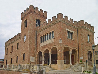 Fototapeta premium Italy, Marche, Mondolfo the City hall and the civic tower.