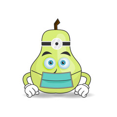 The Guava mascot character becomes a doctor. vector illustration