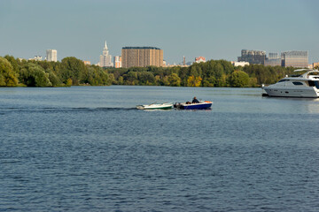 Fototapeta na wymiar Moscow river in Strogino, Moscow