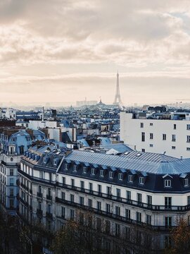 Paris buildings at magic hour with Eiffel Tower