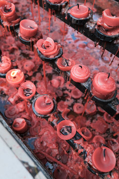 Row of melted candles