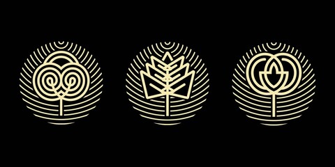 Abstract tree with icon vector logo template, elegant and luxury concept vector illustration. for branding and identity. eps10 format