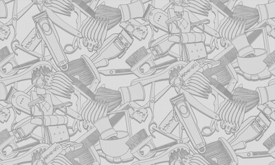 Fototapeta premium Seamless barber tools pattern illustration