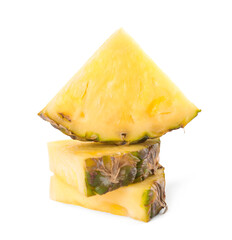 Slices of fresh pineapple isolated on white