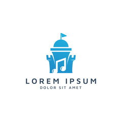 castle and music negative space logo design