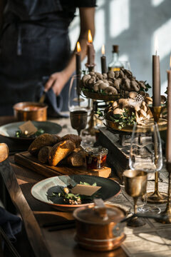 Table is served in rustic style.