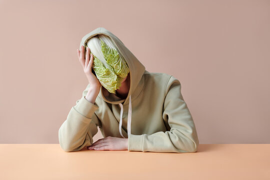Girl With Chinese Cabbage Leaves